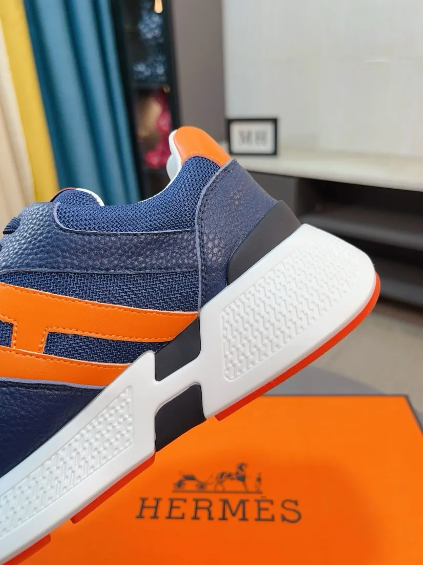 Men's shoes💰580🌸🌸【HERMES】Hermès high-end quality original shoe upper: 🔝tumbled calfskin, suede calfskin, shoe body sewn H totem, outsole: ultra-light TPU foam·rubber; two-color molded outsole, ultra-high quality control·fine workmanship: highlighting (high-end·luxury·grade) 38-44 (45 can be customized)